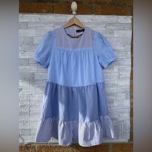Pomander Place Tuckernuck Quinn Dress Tier Mini Swing Serenity Blue size small